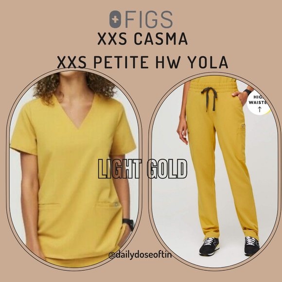 Figs Other - Figs Casma scrub top XXS and High Waisted Petite XXS Yola pants set Light Gold